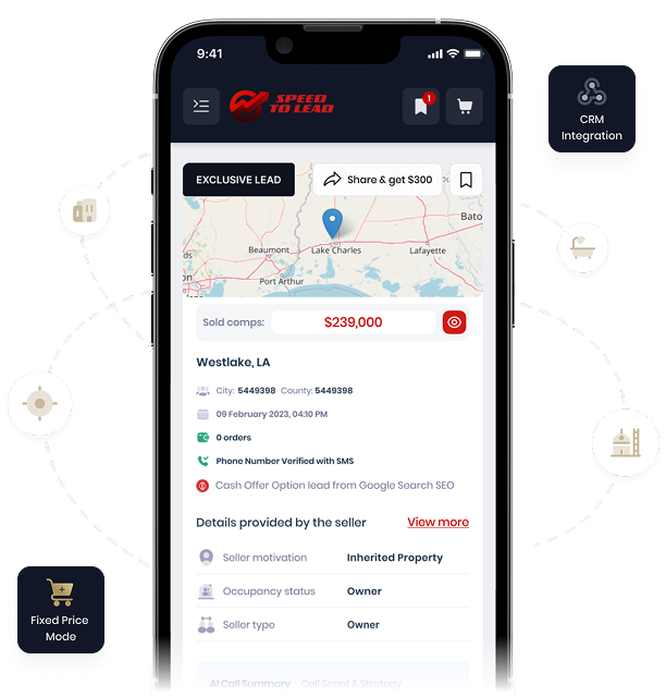 iSpeedToLead lead management dashboard with auto-buy filters and CRM integration